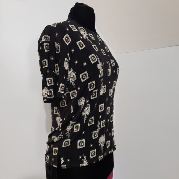 Elegant Body Floral Geo Embroidered Blouse Retro Chic Glam Artsy Indie Sleaze - Picture 2 of 10